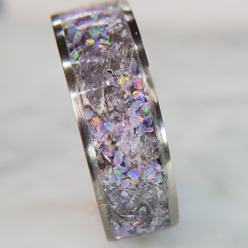 "Amethyst Flowers" Ring with Jewel-Grade Amethyst & Green Opal